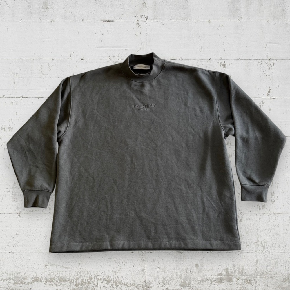 Fear of God Essentials Men's Dark Green Logo Mock Neck Sweatshirt Size M